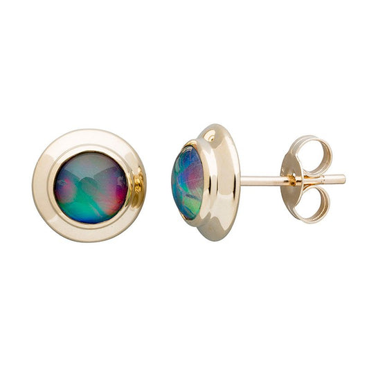 Amity Oval Triplet Opal 6mm Stud Earrings Gold