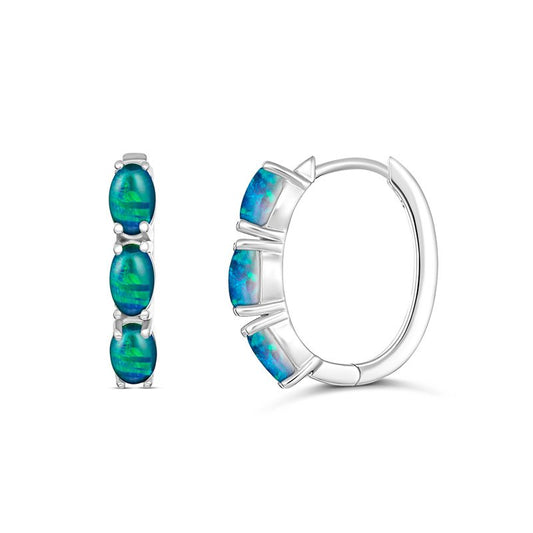 Tonia Oval 5x3mm Triplet Opal Huggie Earrings