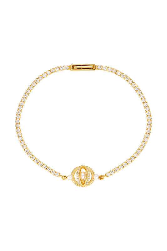 GEORGINI Majesty Freshwater Pearl And Cubic Zirconia Bracelet