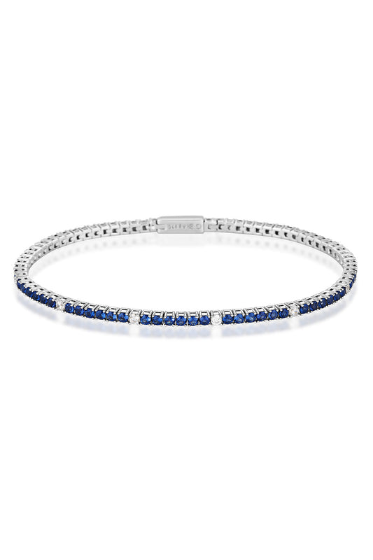 MILESTONE SAP BLUE ZIRCONIA 2MM TENNIS BRACELET IN SILVER