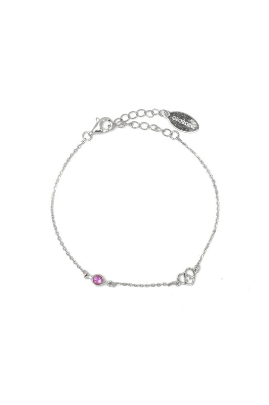 NATURAL AMETHYST AND TWO NATURAL DIAMOND FEBRUARY BRACELET SILVER