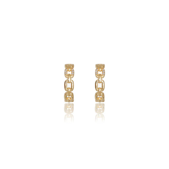 TWELVE NATURAL DIAMOND LINK EARRINGS GOLD