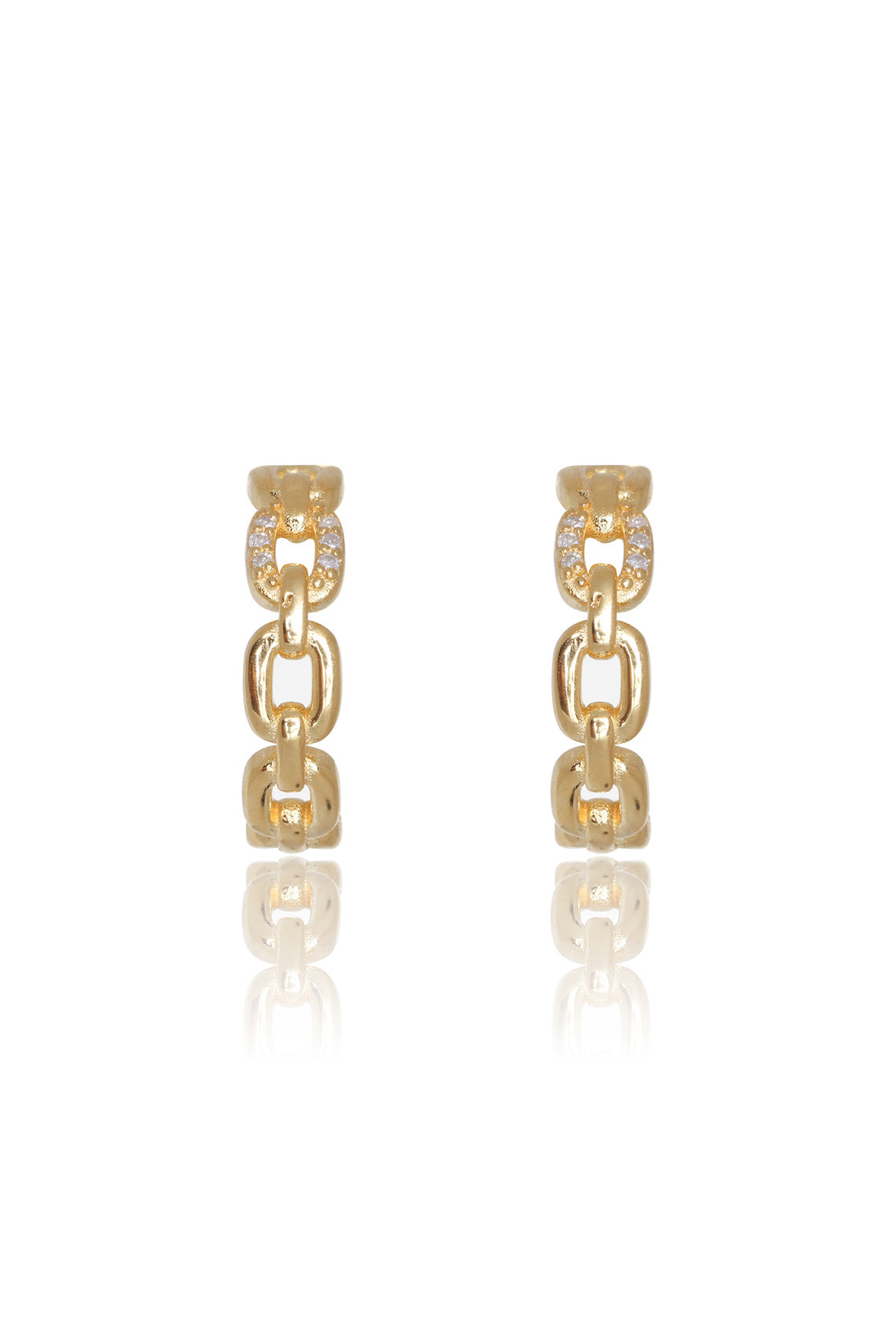 TWELVE NATURAL DIAMOND LINK EARRINGS GOLD