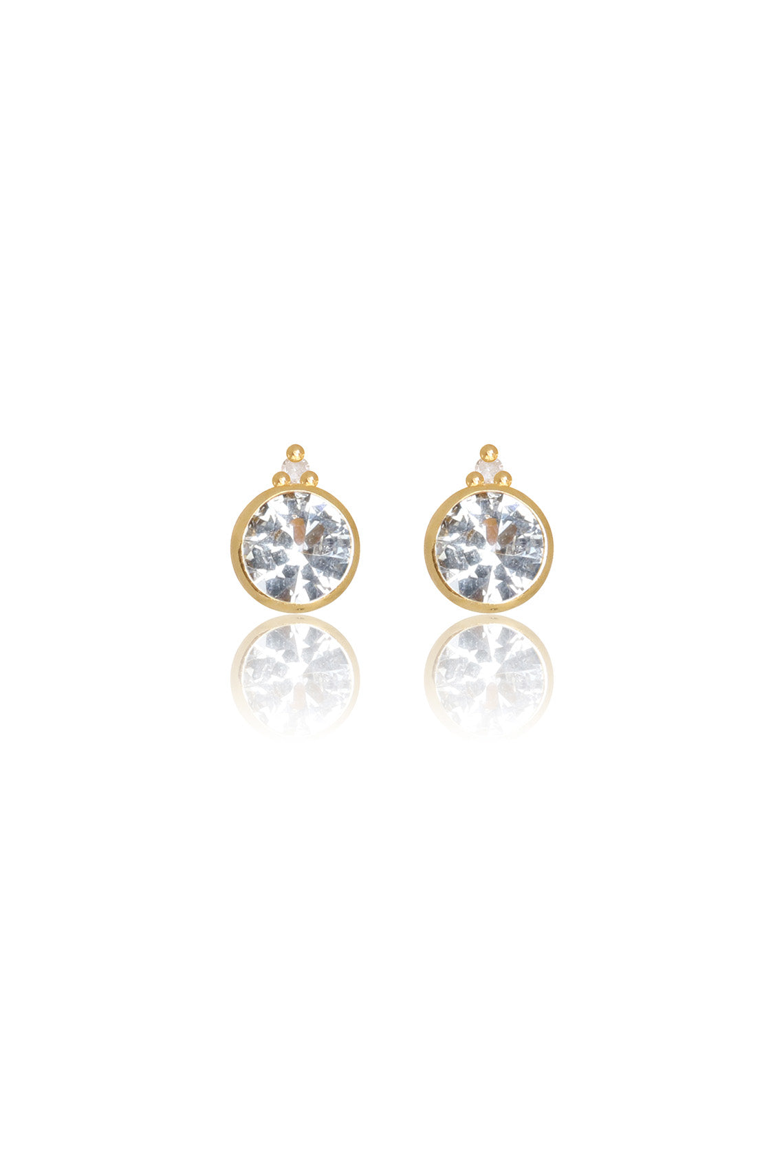 NATURAL AQUAMARINE AND TWO NATURAL DIAMOND MARCH EARRINGS GOLD