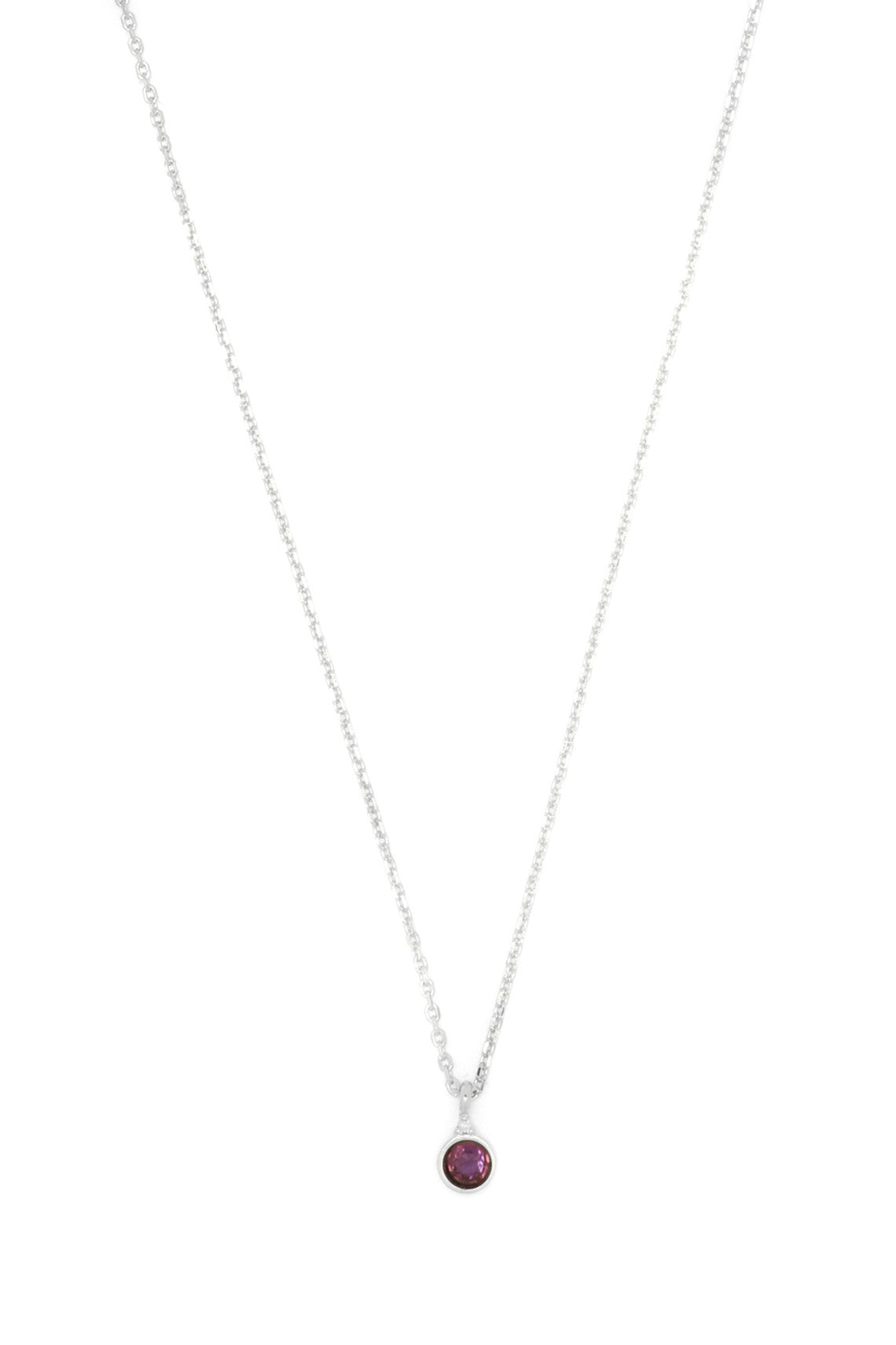 NATURAL AMETHYST AND DIAMOND FEBRUARY PENDANT SILVER