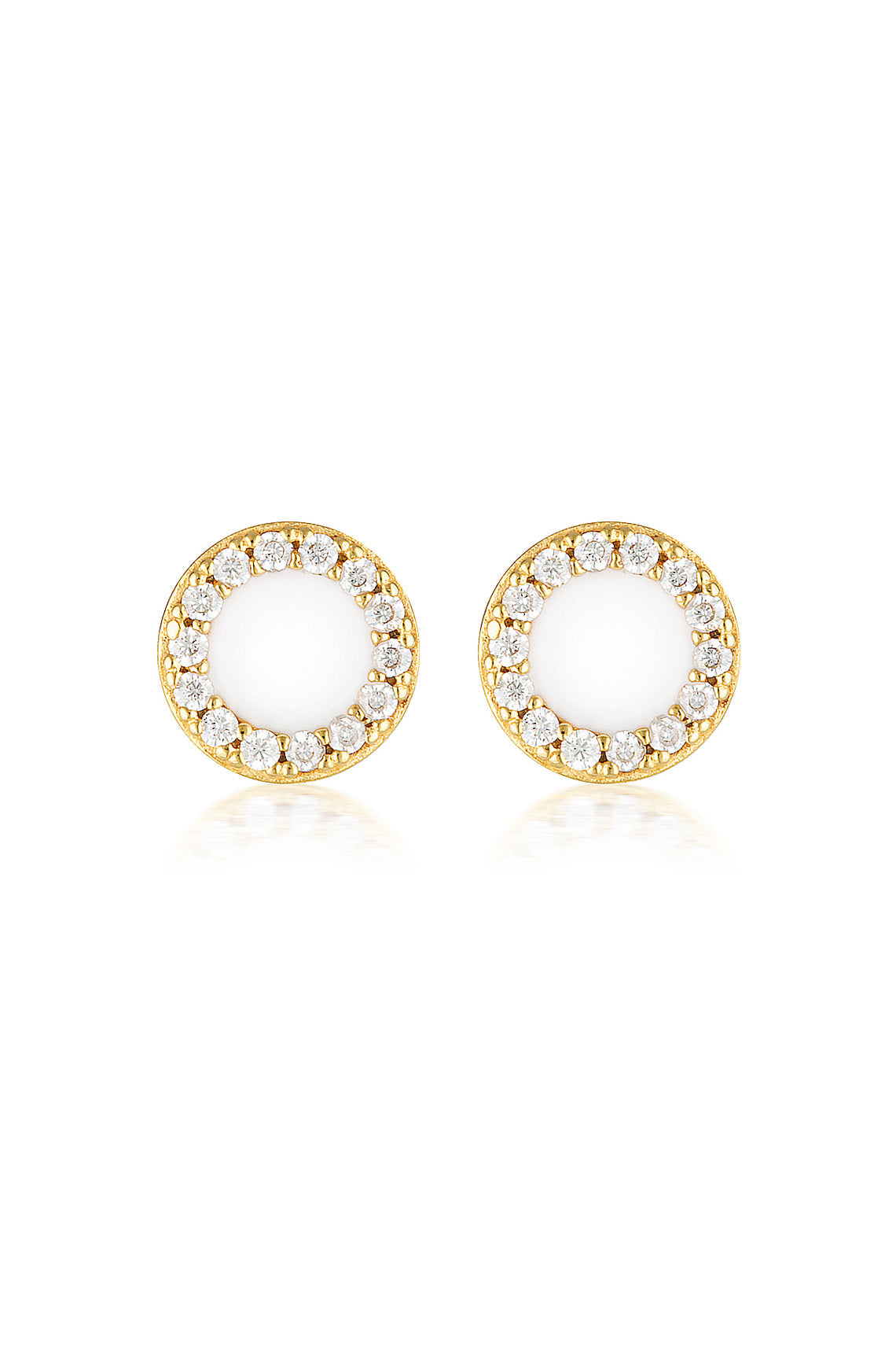 REFLECTION ENAMEL STUD EARRINGS GOLD & WHITE