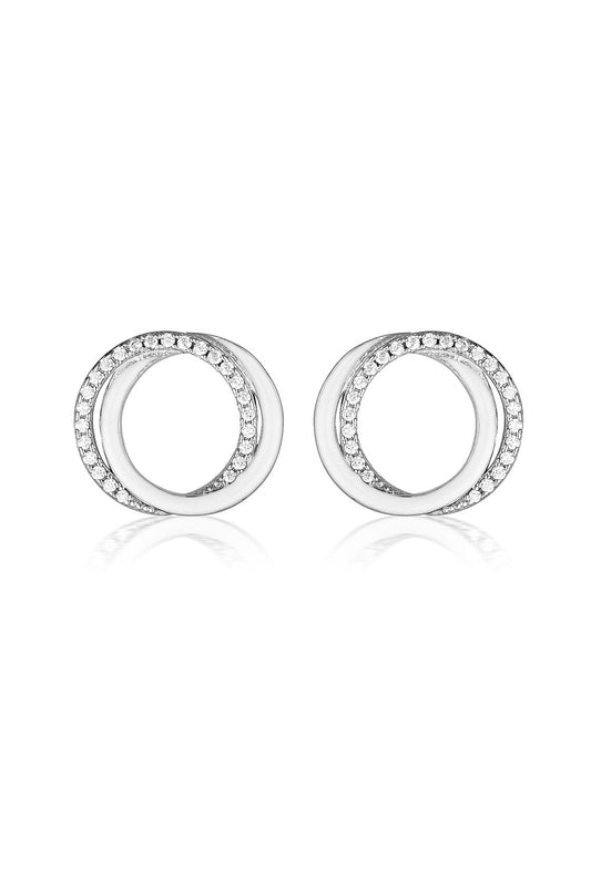 REFLECTION CIRCLES EARRING SILVER & WHITE ENAMEL