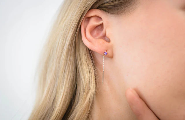 A CHRISTMAS JOURNEY KIARA THREADER EARRING VIOLET