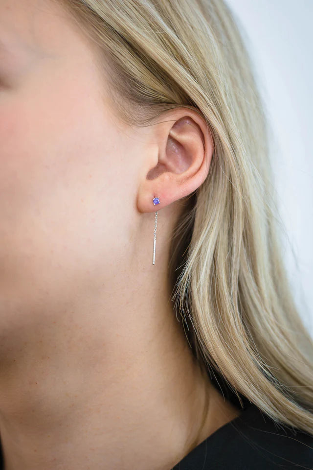 A CHRISTMAS JOURNEY KIARA THREADER EARRING VIOLET