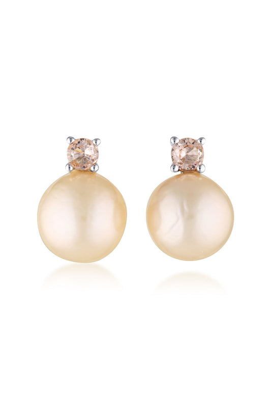 GEORGINI Noosa Freshwater Pearl And Morganite Cubic Zirconia Earrings