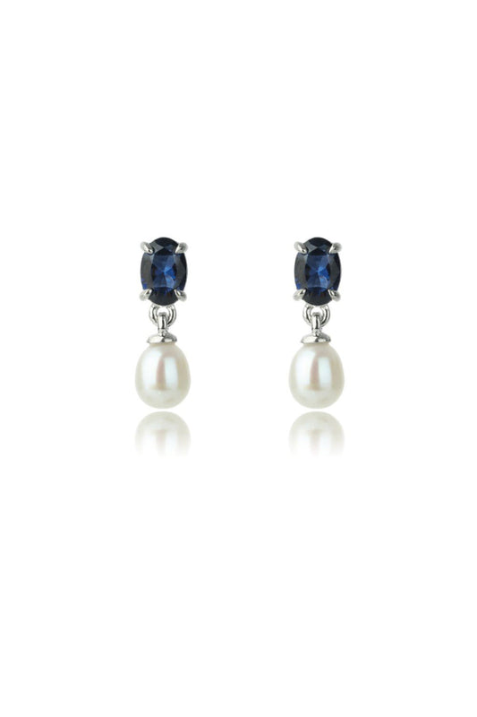 GEORGINI Oceans Whitsundays Freshwater Pearl Earrings Sapphire Blue