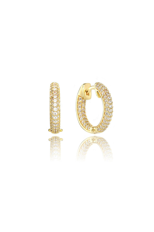 GODDESS PAVE HOOPS GOLD