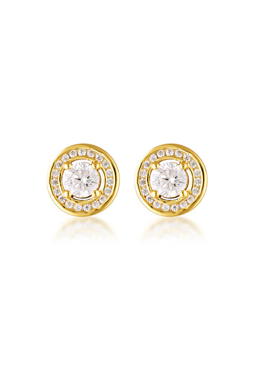 GEORGINI Milestone Sapphire Nano And White Cubic Zirconia Halo Earrings