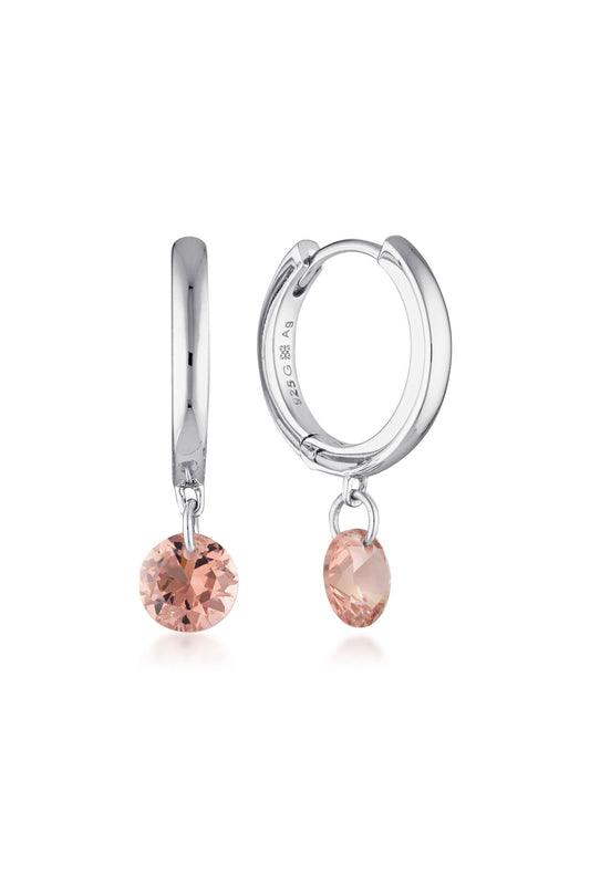 MIRAGE ALICE MORG PINK BERYL ZIRCONIA DROPLET EARRINGS SILVER