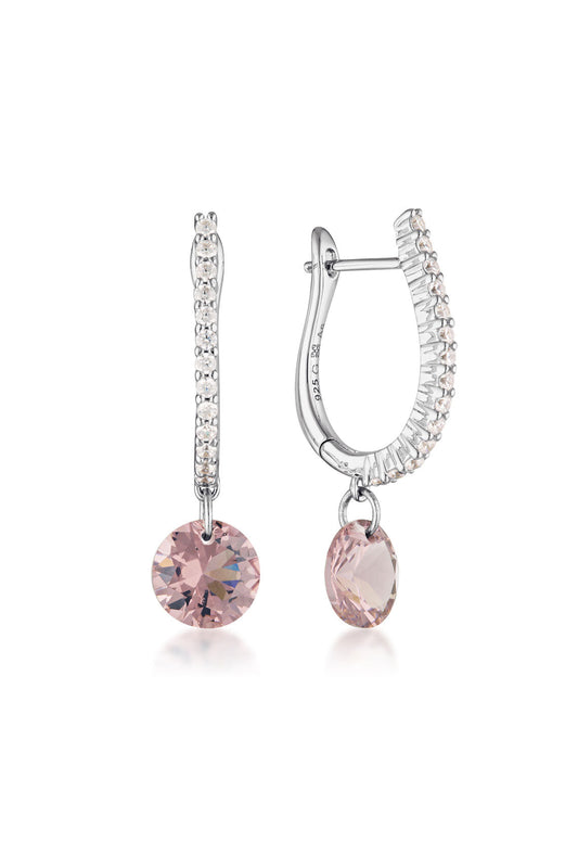MIRAGE MOSSMAN MORG PINK BERYL ZIRCONIA EARRINGS SILVER