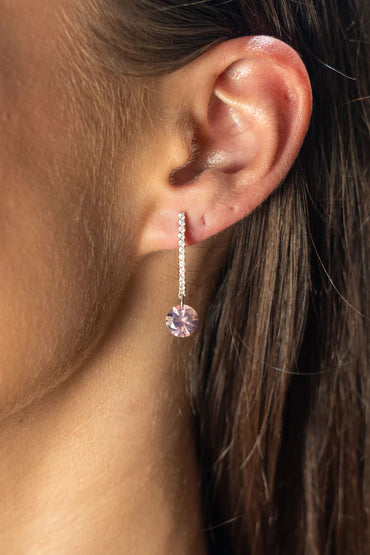 MIRAGE MOSSMAN MORG PINK BERYL ZIRCONIA EARRINGS SILVER