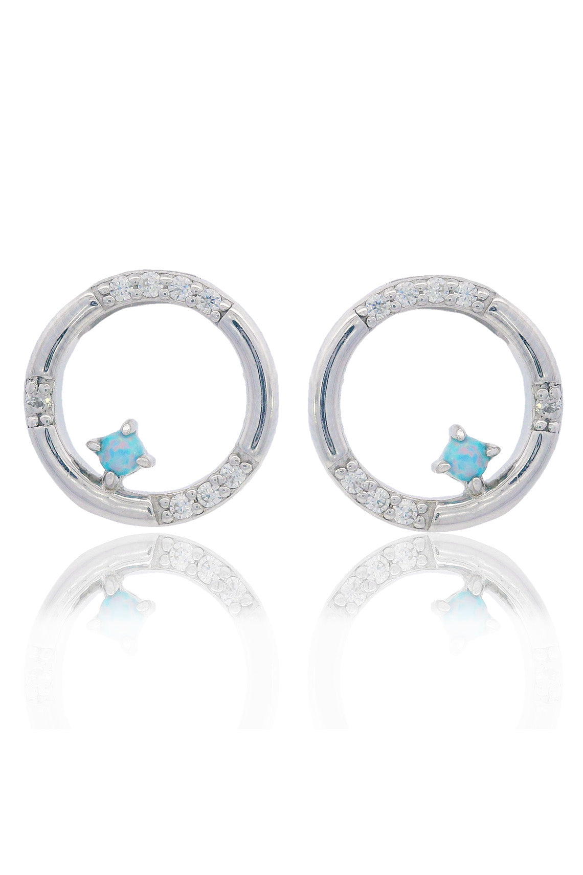 GEORGINI Opal Glow Blue Created Opal Circle Earrings