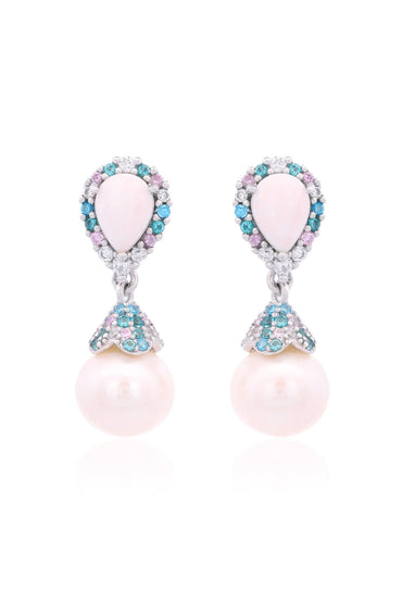 GEORGINI Wisteria Created Opal And Pearl Cascade Earrings