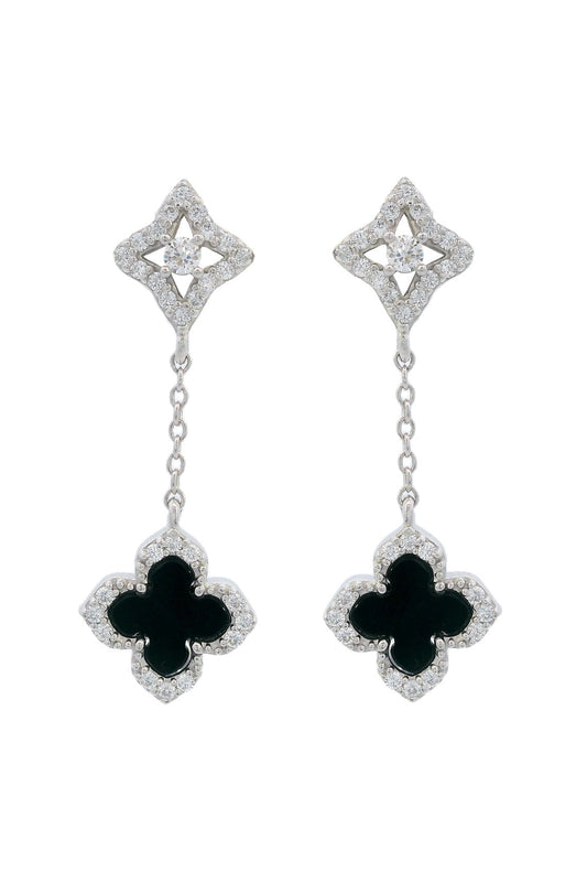 GEORGINI MIDNIGHT VELVET BLACK AGATE FAIRWATER DROP EARRINGS SILVER