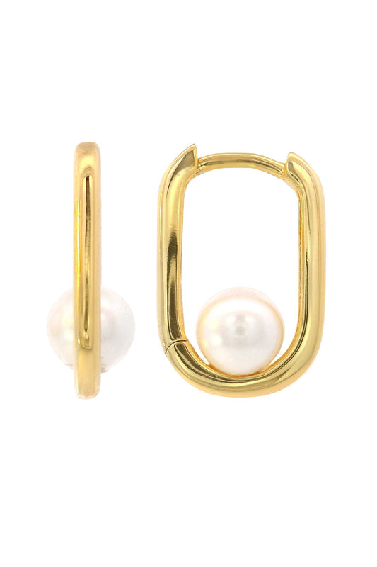 ADAGIO NINE-2-FIVE PEARL OVAL HOOPS GOLD