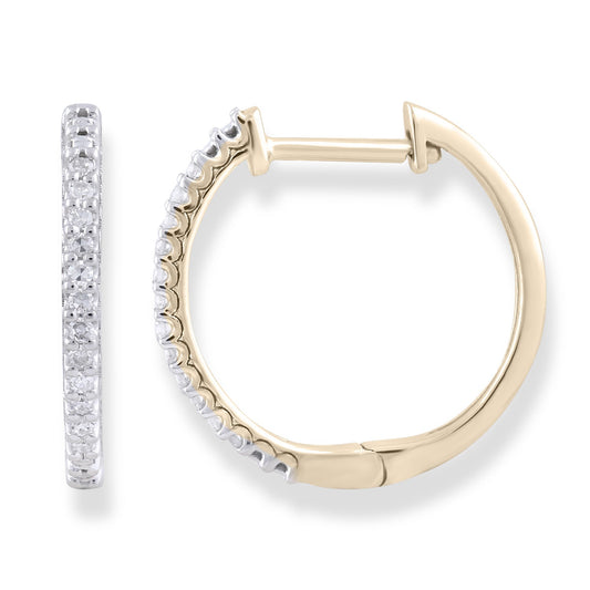 Hoop Earrings with 0.10ct Diamonds in 9K Yellow Gold