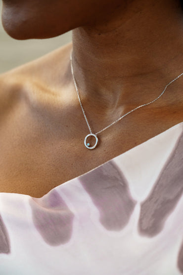 GEORGINI Opal Glow Blue Created Opal Circle Pendant