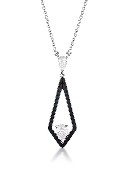 REFLECTION EVOKE PENDANT SILVER & BLACK ENAMEL