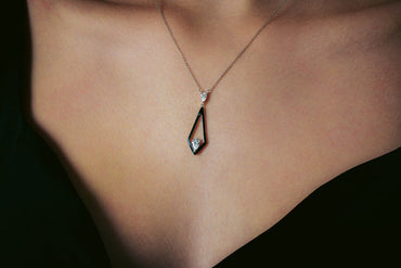REFLECTION EVOKE PENDANT SILVER & BLACK ENAMEL