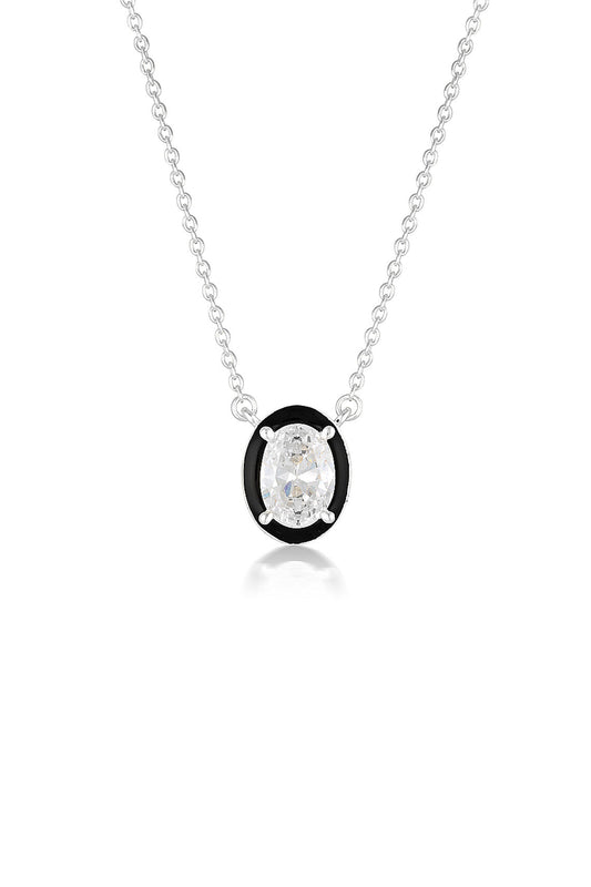 GEORGINI Reflection Oval Pendant & Black Enamel