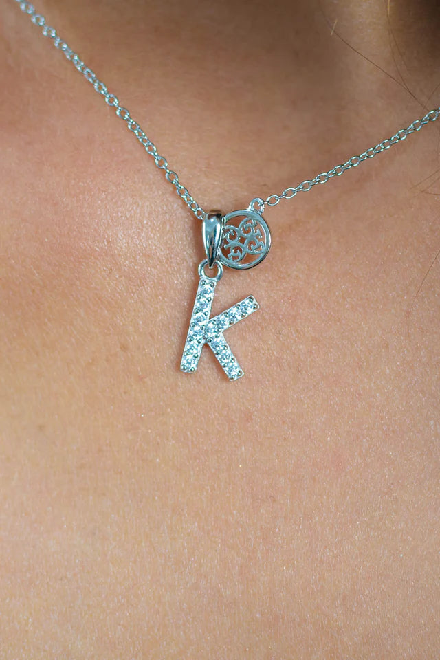 LUXURY LETTERS K INITIAL PENDANT SILVER