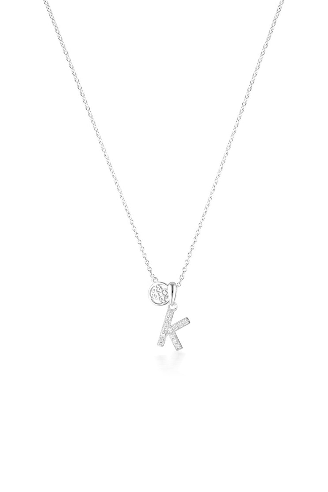 LUXURY LETTERS K INITIAL PENDANT SILVER