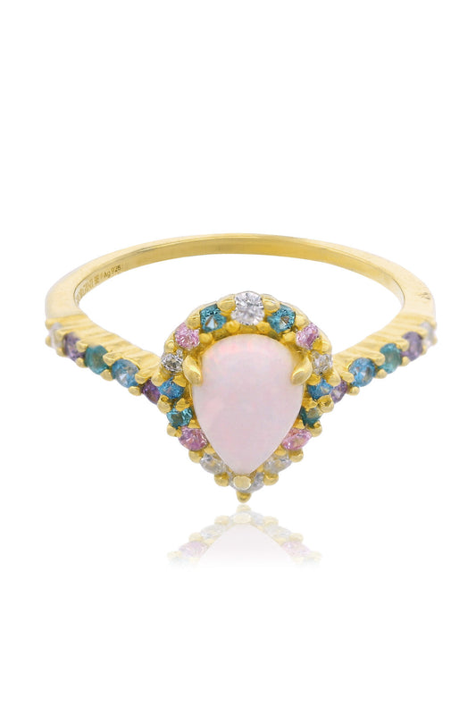 GEORGINI Opal Glow Rozelle White Created Opal Ring