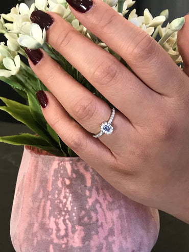 PARIS AQUA BLUE ZIRCONIA RING SILVER