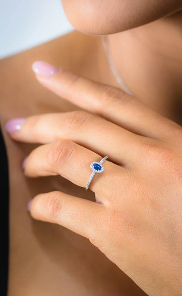 AURORA GLOW RING SILVER/SAPPHIRE