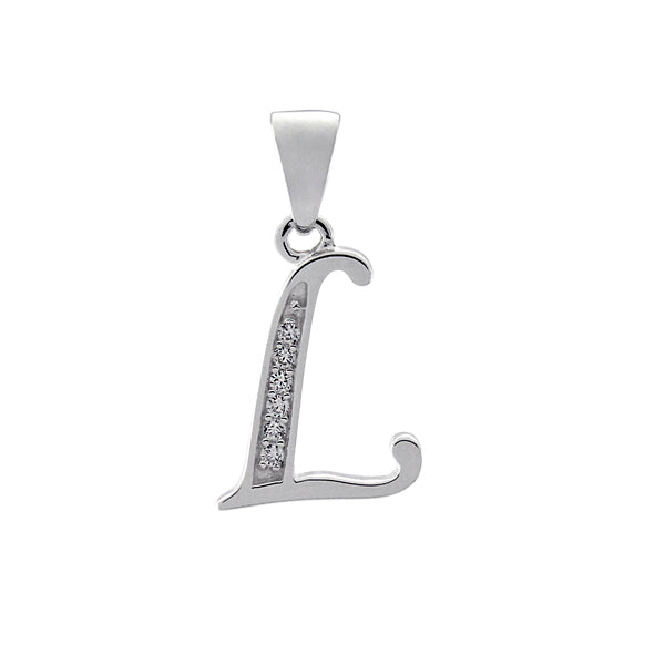 Initial L with White Cz’s Charm
