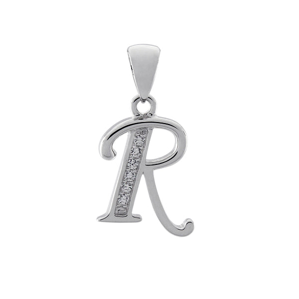 Initial R with White Cz’s Charm