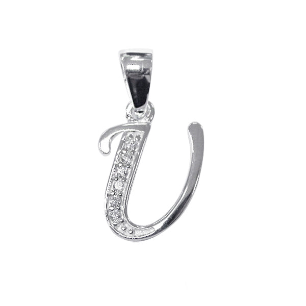 Initial U with White Cz’s Charm