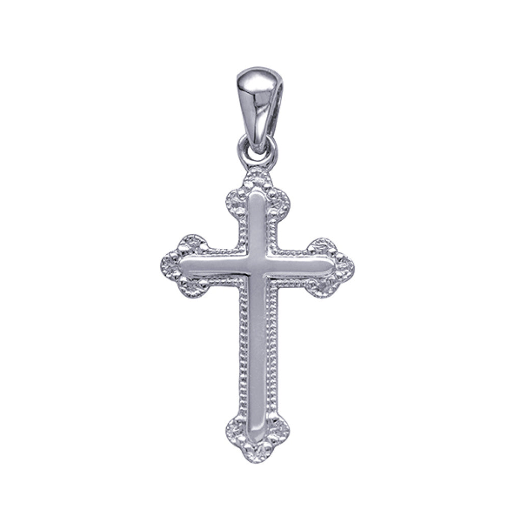 Fancy Milgrain Cross SS-9kt YG/WG-18ktYG