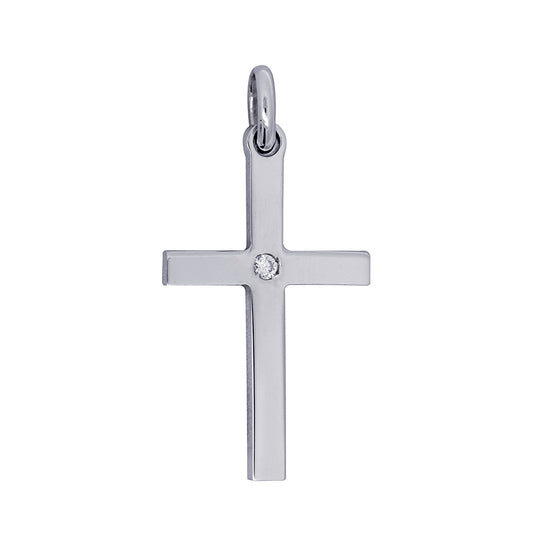 Medium Plain Cross with White Cz