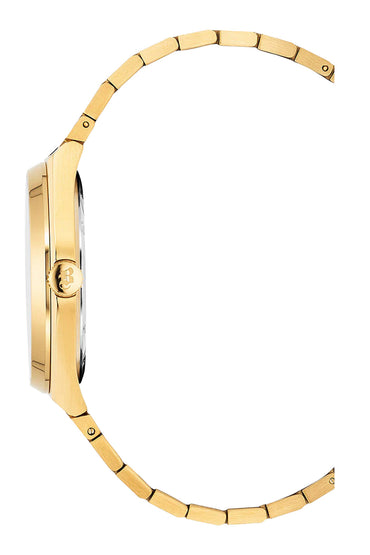 JDM Horizon Gents 41mm 100m Black Dial Gold Stainless Steel Strap Watch