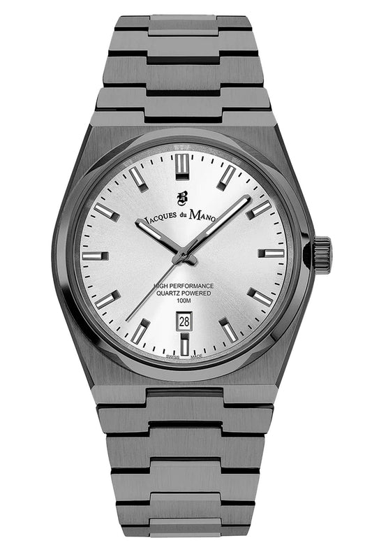 JDM Horizon Gents 41mm 100m Silver Dial Black Stainless Steel Strap Watch