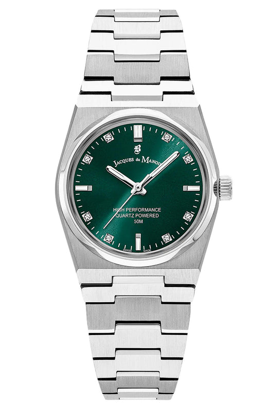JDM Horizon Ladies 31mm 50m Green Dial Stainless Steel Strap Watch