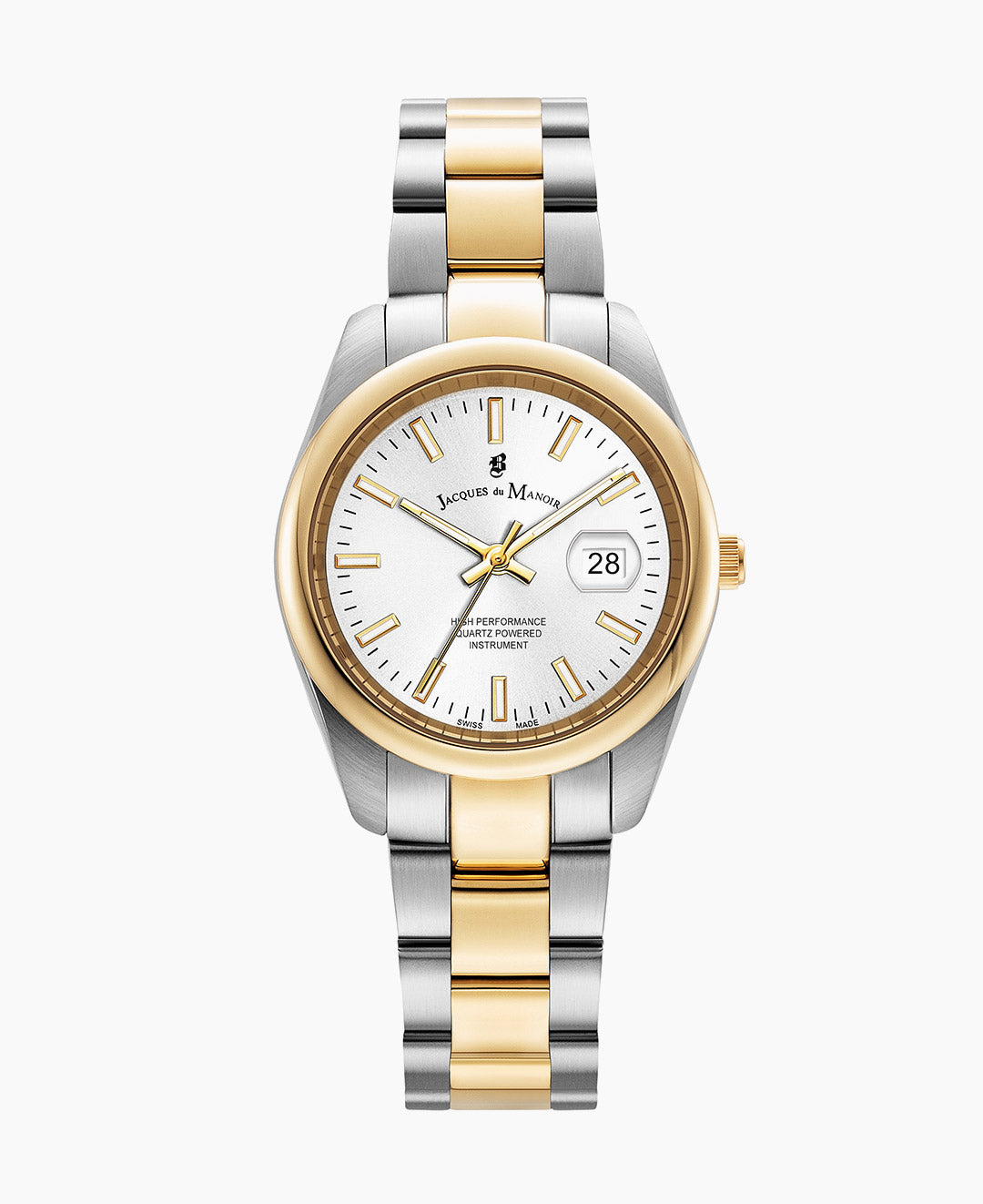Jacques du Manoir Allure 32mm Three-hands Date Two-tone White dial Stainless steel swiss watch
