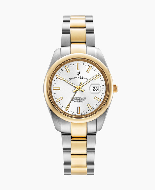 Jacques du Manoir Allure 32mm Three-hands Date Two-tone White dial Stainless steel swiss watch