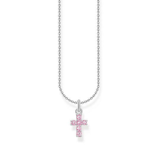 THOMAS SABO Necklace with cross pendant with pink zirconia