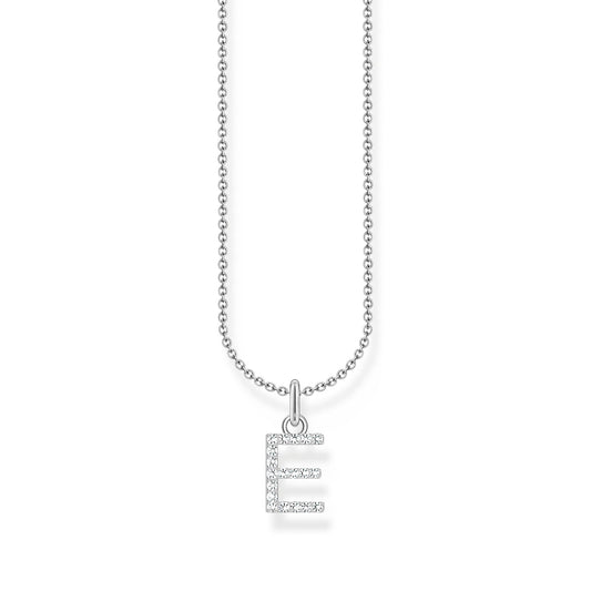 THOMAS SABO Necklace with letter pendant E and white zirconia - silver