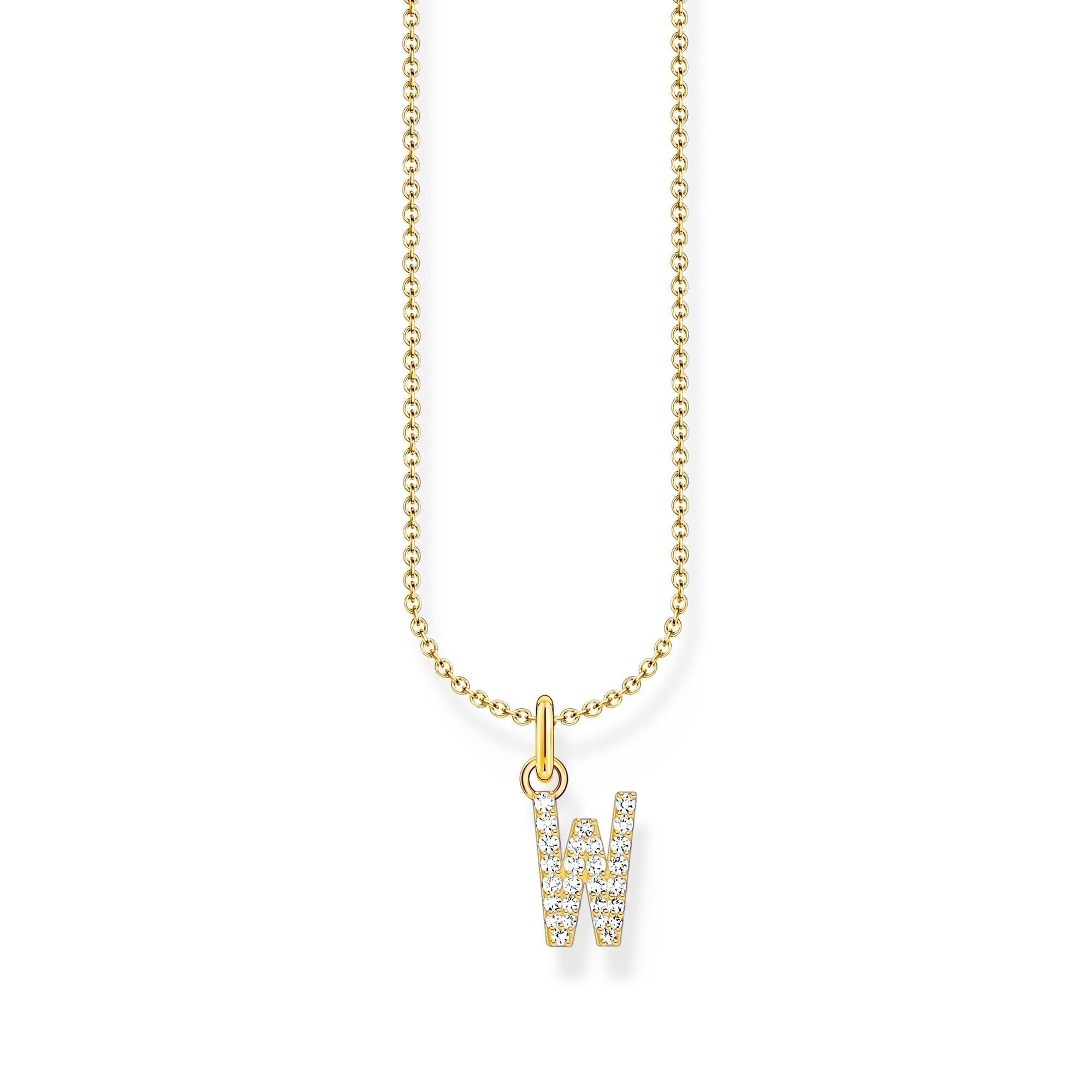 Thomas Sabo Letter Pendant Necklace — W, Gold-plated