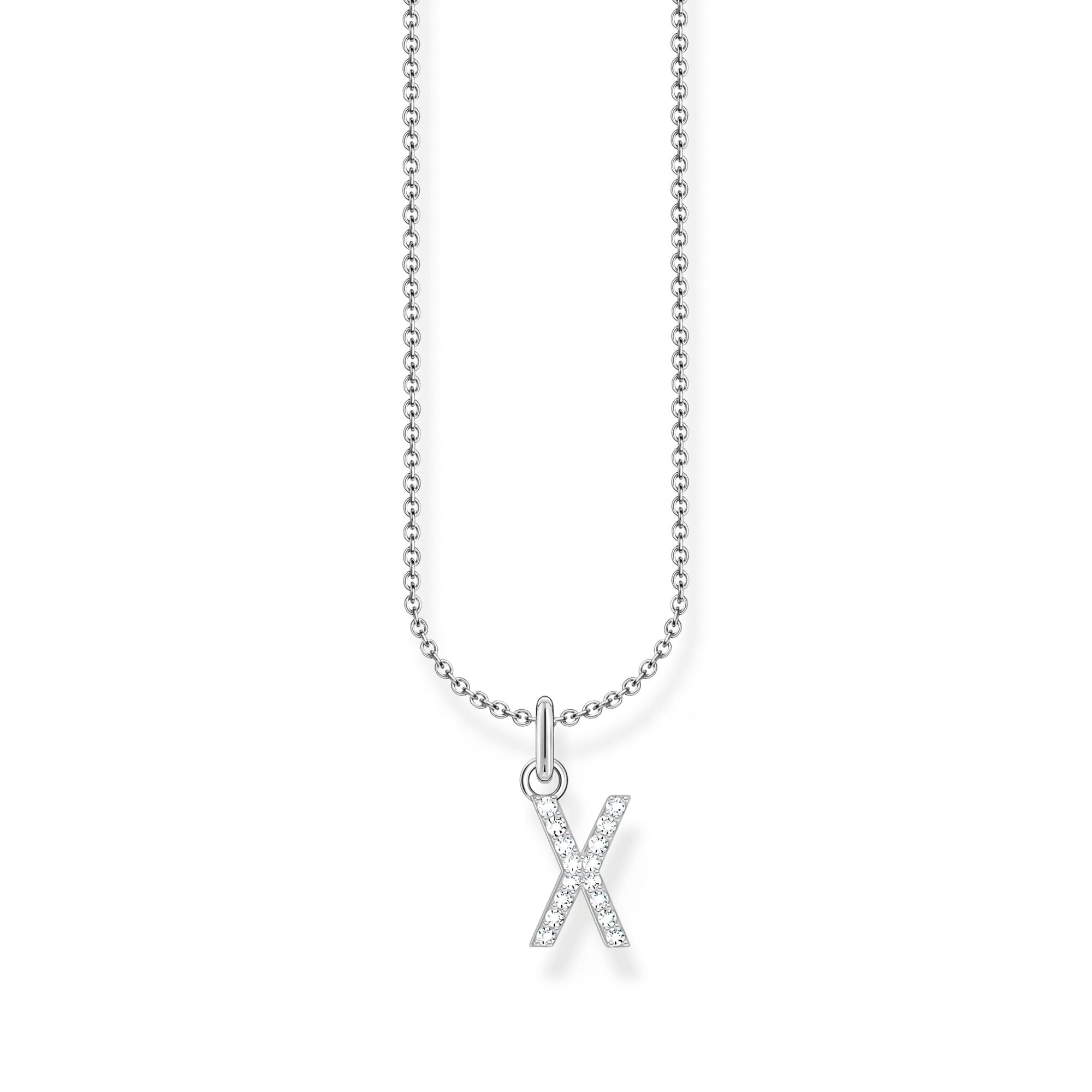 Thomas Sabo Letter Pendant Necklace — X, Sterling silver