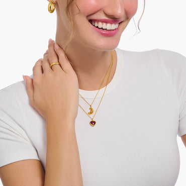 THOMAS SABO Heart pendant necklace gold with red zirconia