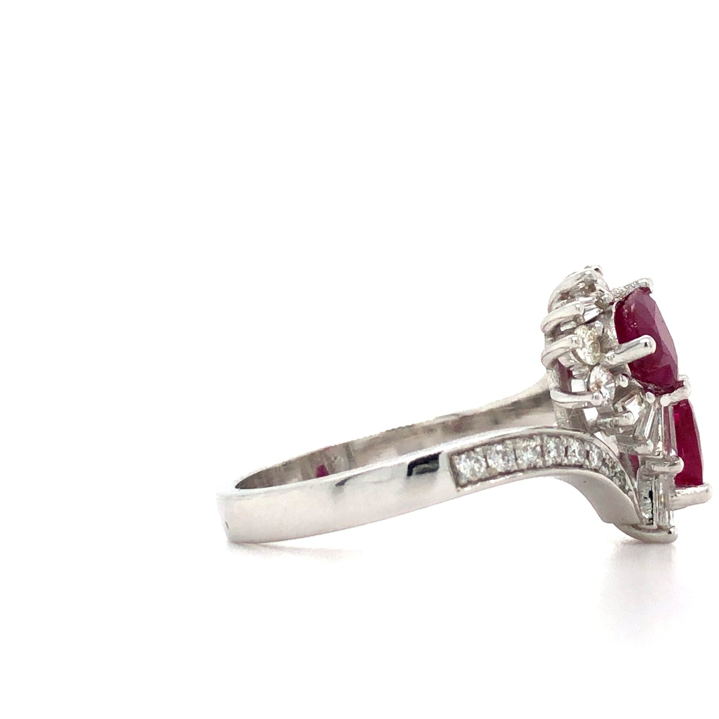 18K White Gold Ruby and Diamond Ring (6mm)